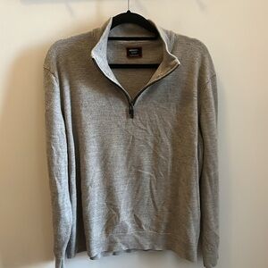 UNTUCKit Men’s Merino Wool Sweater Quarter Zip Gray Pullover Size XXL